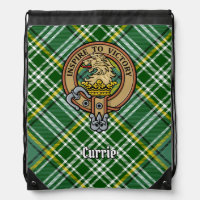 Clan Currie Lion Crest over Tartan