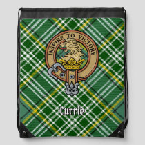 Clan Currie Lion Crest over Tartan Drawstring Bag
