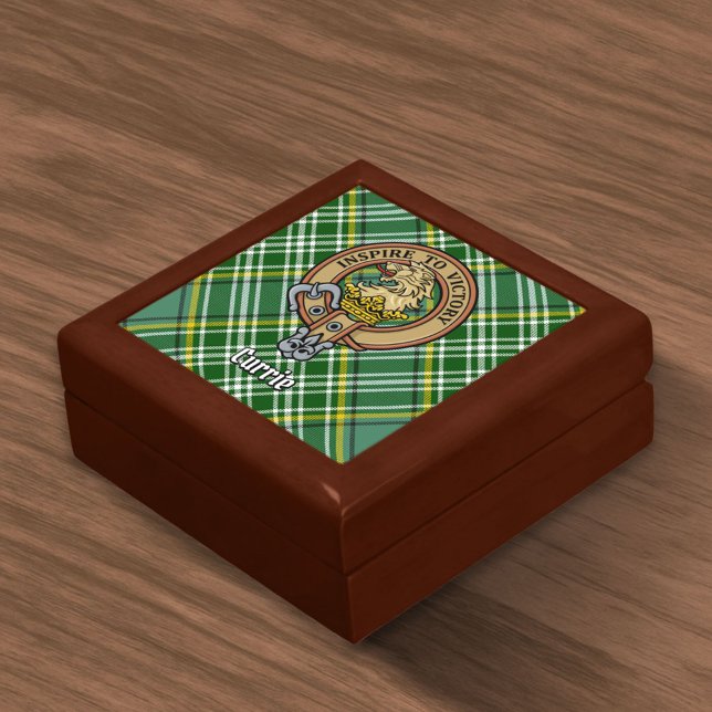 Clan Currie Lion Crest over Tartan Gift Box (Creator Uploaded)