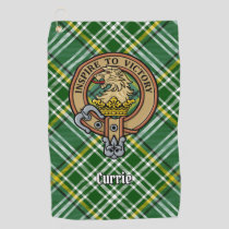 Clan Currie Lion Crest over Tartan Golf Towel