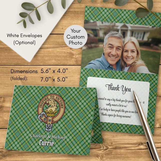 Clan Currie Lion Crest over Tartan Invitation (Creator Uploaded)