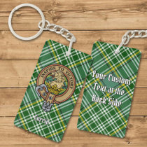 Clan Currie Lion Crest over Tartan Keychain