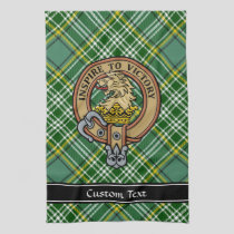 Clan Currie Lion Crest over Tartan Kitchen Towel