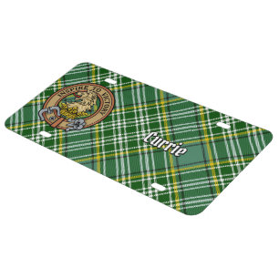 Clan Currie Lion Crest over Tartan License Plate