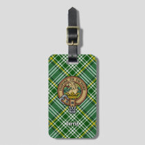 Clan Currie Lion Crest over Tartan Luggage Tag