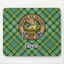 Clan Currie Lion Crest over Tartan Mouse Pad