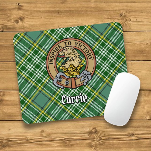 Clan Currie Lion Crest over Tartan Mouse Pad (Creator Uploaded)
