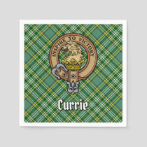 Clan Currie Lion Crest over Tartan Napkins