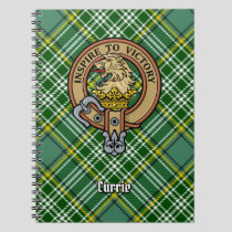Clan Currie Lion Crest over Tartan Notebook