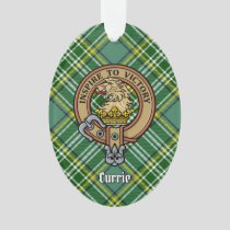 Clan Currie Lion Crest over Tartan Ornament