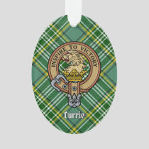 Clan Currie Lion Crest over Tartan Ornament