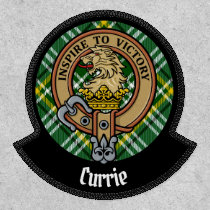 Clan Currie Lion Crest over Tartan Patch