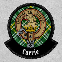 Clan Currie Lion Crest over Tartan