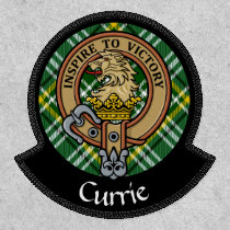 Clan Currie Lion Crest over Tartan Patch