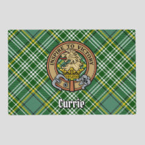 Clan Currie Lion Crest over Tartan Placemat