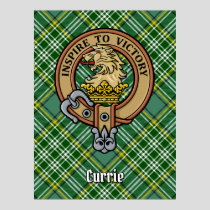 Clan Currie Lion Crest over Tartan Poster