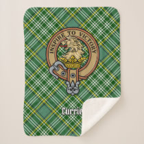 Clan Currie Lion Crest over Tartan Sherpa Blanket