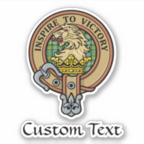 Clan Currie Lion Crest over Tartan Sticker