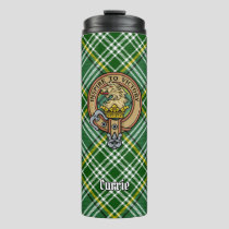 Clan Currie Lion Crest over Tartan Thermal Tumbler