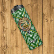 Clan Currie Lion Crest over Tartan Thermal Tumbler