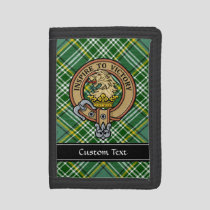 Clan Currie Lion Crest over Tartan Trifold Wallet