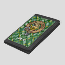 Clan Currie Lion Crest over Tartan Trifold Wallet