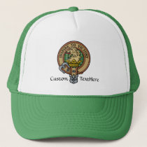 Clan Currie Lion Crest over Tartan Trucker Hat