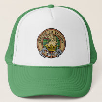Clan Currie Lion Crest over Tartan Trucker Hat