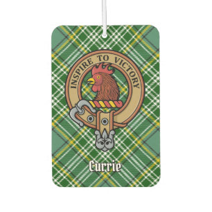 Clan Currie Rooster Crest over Tartan Air Freshener