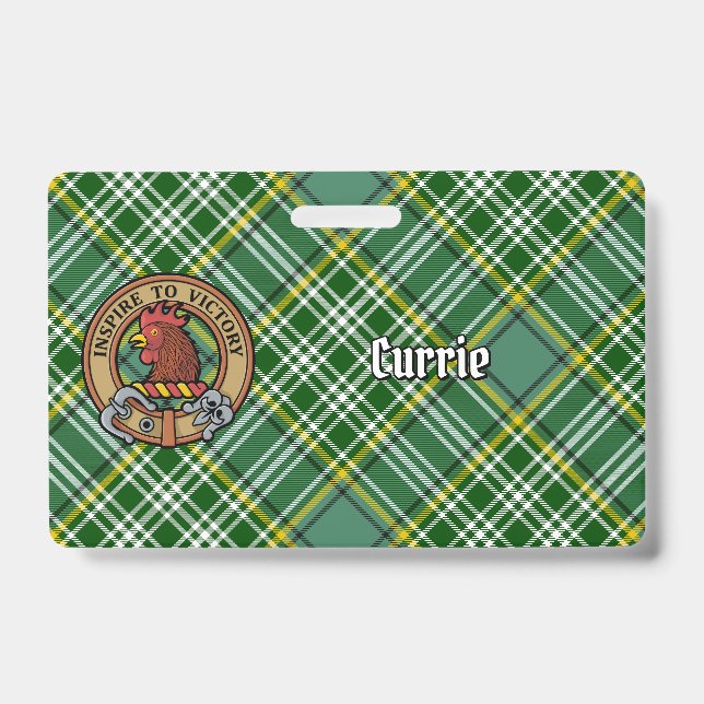 Clan Currie Rooster Crest over Tartan Badge (Front)