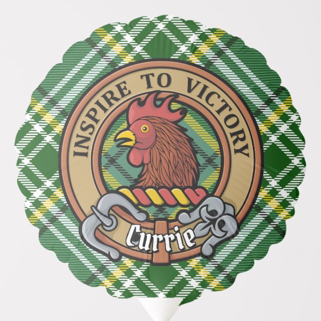 Clan Currie Rooster Crest over Tartan Balloon (Front)