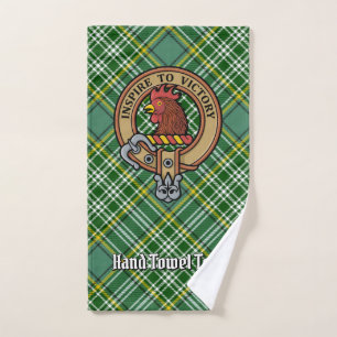 Clan Currie Rooster Crest over Tartan Bath Towel Set