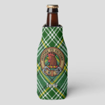 Clan Currie Rooster Crest over Tartan Bottle Cooler