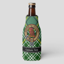 Clan Currie Rooster Crest over Tartan Bottle Cooler