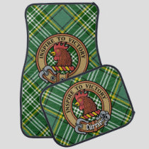 Clan Currie Rooster Crest over Tartan Car Floor Mat