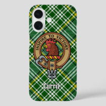 Clan Currie Rooster Crest over Tartan iPhone 16 Case