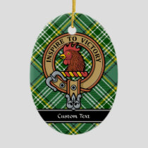 Clan Currie Rooster Crest over Tartan Ceramic Ornament