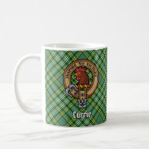 Clan Currie Rooster Crest over Tartan Coffee Mug