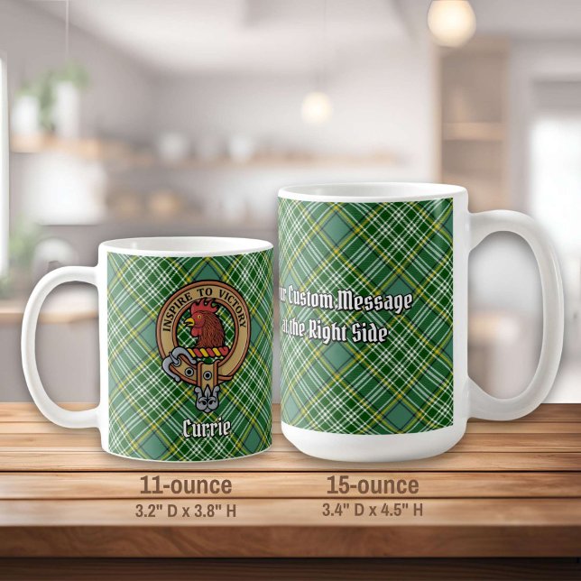 Clan Currie Rooster Crest over Tartan Coffee Mug (Creator Uploaded)