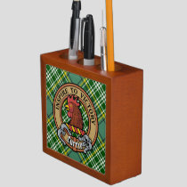 Clan Currie Rooster Crest over Tartan Desk Organizer
