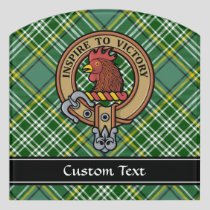 Clan Currie Rooster Crest over Tartan Door Sign