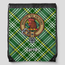 Clan Currie Rooster Crest over Tartan Drawstring Bag