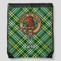 Clan Currie Rooster Crest over Tartan Drawstring Bag