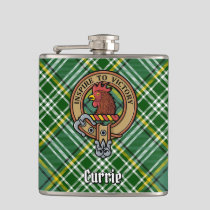 Clan Currie Rooster Crest over Tartan Flask