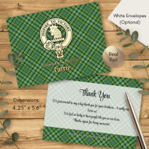 Clan Currie Rooster Crest over Tartan Foil Invitation Postcard