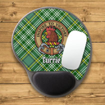 Clan Currie Rooster Crest over Tartan Gel Mouse Pad