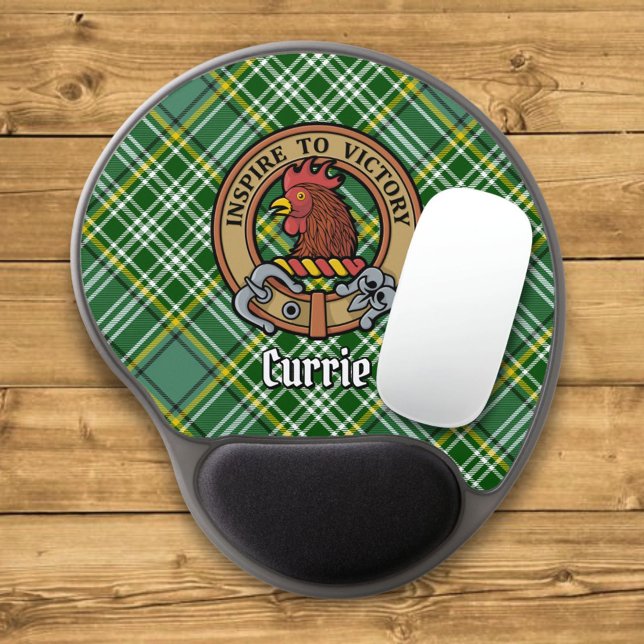Clan Currie Rooster Crest over Tartan Gel Mouse Pad (Creator Uploaded)