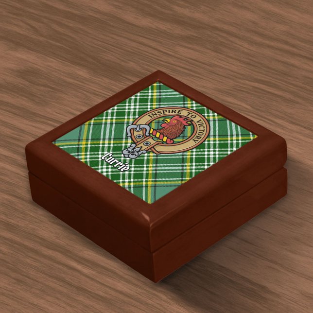 Clan Currie Rooster Crest over Tartan Gift Box (Creator Uploaded)