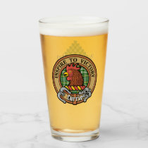 Clan Currie Rooster Crest over Tartan Glass