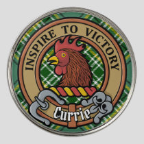 Clan Currie Rooster Crest over Tartan Golf Ball Marker